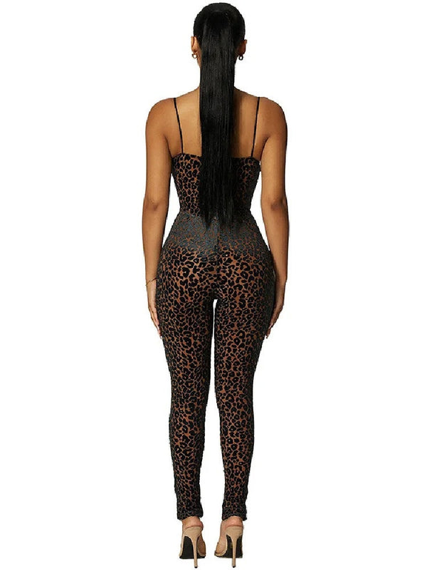 Zinnia Leopard Mesh Jumpsuit One-piece