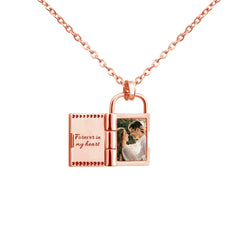 Custom Photo Envelope Necklace Can Open Engraved Pendant