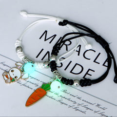 2Pcs Fashion Luminous Couple Bracelets For Women Men Cute Animal Cat Moon Star Lock Key Pendant Jewelry Friendship Lover Gifts