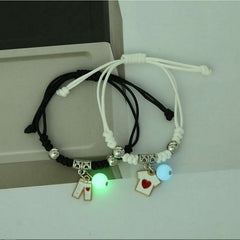 2Pcs Fashion Luminous Couple Bracelets For Women Men Cute Animal Cat Moon Star Lock Key Pendant Jewelry Friendship Lover Gifts