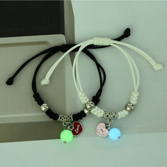 2Pcs Fashion Luminous Couple Bracelets For Women Men Cute Animal Cat Moon Star Lock Key Pendant Jewelry Friendship Lover Gifts
