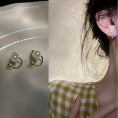 Luxury Fishtail Pearl Stud Earrings Crystal Imitation Pearl Sweet Earrings