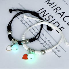 2Pcs Fashion Luminous Couple Bracelets For Women Men Cute Animal Cat Moon Star Lock Key Pendant Jewelry Friendship Lover Gifts