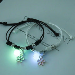 2Pcs Fashion Luminous Couple Bracelets For Women Men Cute Animal Cat Moon Star Lock Key Pendant Jewelry Friendship Lover Gifts