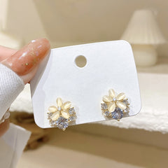 Exquisite Opal Flower Earrings Rhinestone Long Tassel Zircon Earrings