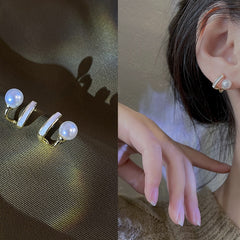 Luxury Fishtail Pearl Stud Earrings Crystal Imitation Pearl Sweet Earrings