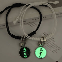 2Pcs Fashion Luminous Couple Bracelets For Women Men Cute Animal Cat Moon Star Lock Key Pendant Jewelry Friendship Lover Gifts