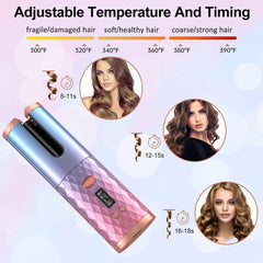 Wireless Auto Curling Iron Hair Iron Curler USB Rechargeable Rotating Hair Curler