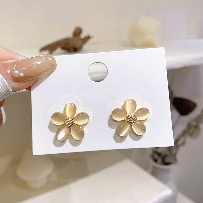 Ophelia Opal Flower Tassel Earrings