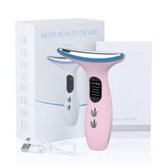 EMS Face Neck Beauty Device 3 Colors LED Photon Therapy Skin Tighten 4 Modes Reduce Double Chin Anti Wrinkle Remove