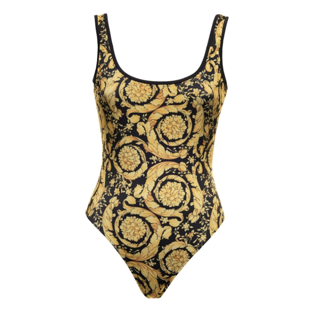 Gold Backless Swimwear Beach Dress Bathing Suit