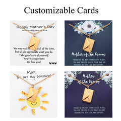 Love Letter Envelope Pendant Necklace With Rose Gift Box Customized Stainless Steel Jewelry Confession Love You for ValentineDay