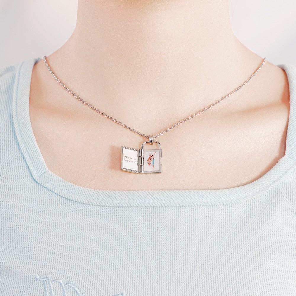 Custom Photo Envelope Necklace Can Open Engraved Pendant