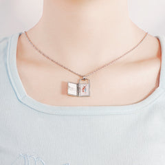 Custom Photo Envelope Necklace Can Open Engraved Pendant