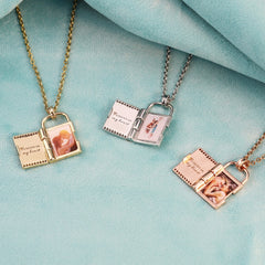 Custom Photo Envelope Necklace Can Open Engraved Pendant