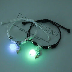 2Pcs Fashion Luminous Couple Bracelets For Women Men Cute Animal Cat Moon Star Lock Key Pendant Jewelry Friendship Lover Gifts