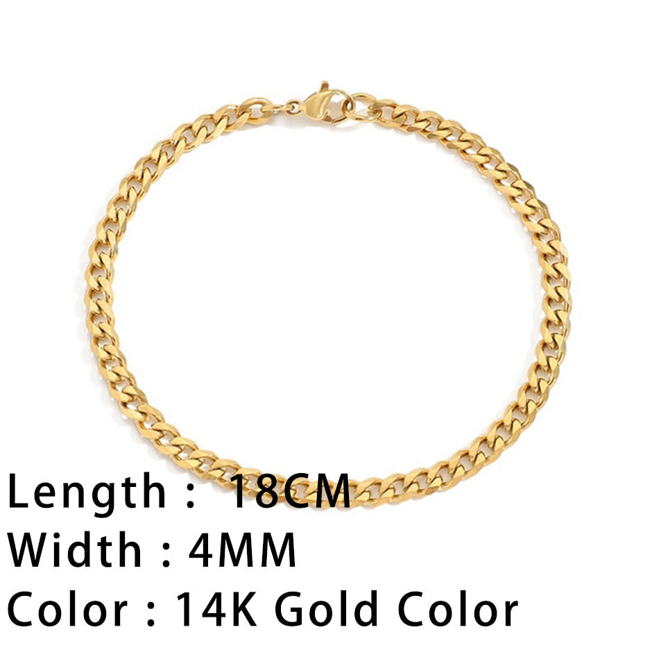 Snake Chain Bracelets Gold Plated Stainless Steel
