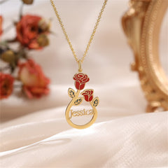 Personalized Rose Name Teardrop Necklace