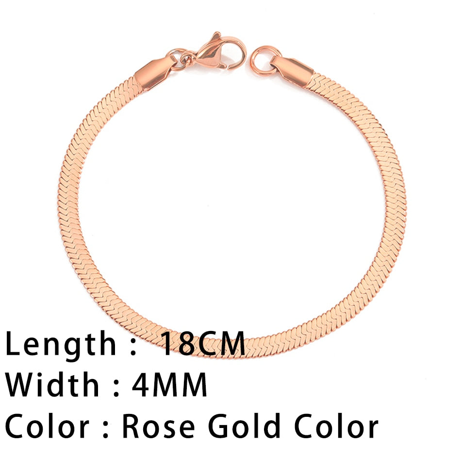 Snake Chain Bracelets Gold Plated Stainless Steel