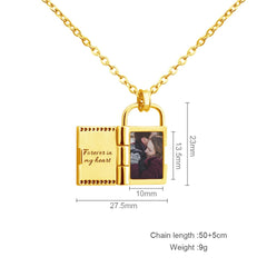 Custom Photo Envelope Necklace Can Open Engraved Pendant