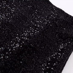 ZATRHMBM Women 2022 New Fashion Sequin-Embellished Black High-Waisted Mini Skirt Vintage Side Zipper Female Skirts Mujer