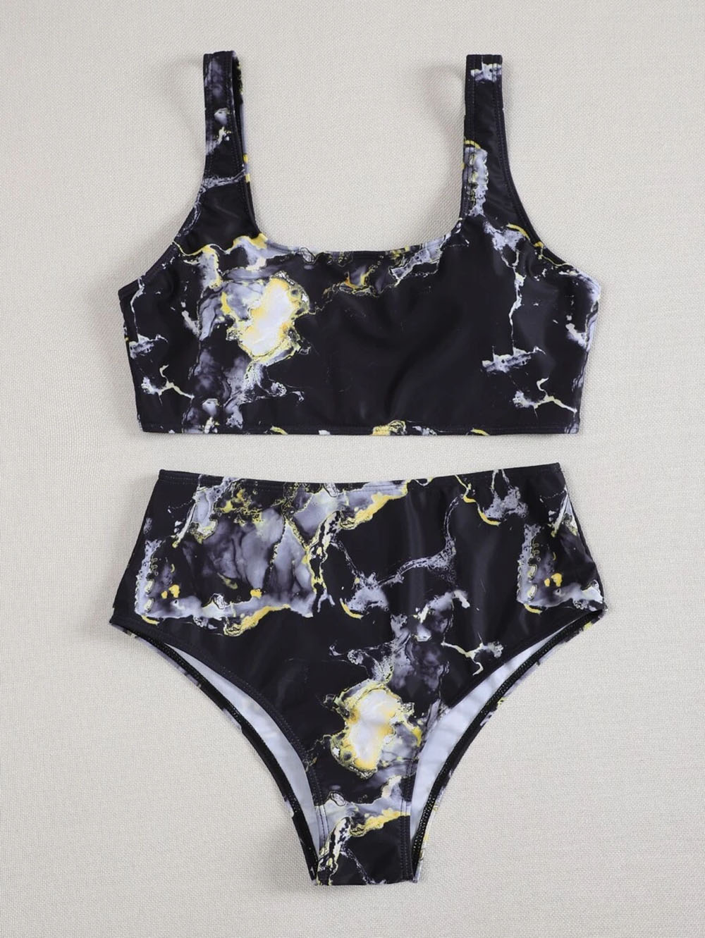Bandeau Push up Bikinis marble print