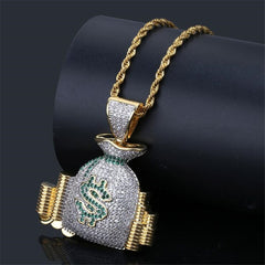 Men Hip Hop Fashion Full Rhinestone Bull Head Pendant Necklace Sparkling Ice Out Gold Plated Metal Necklace