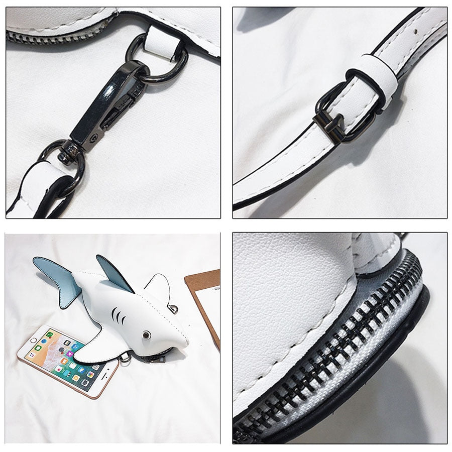 Funny Shark Shaped Women Shoulder Messenger Bag Cartoon Chain Lady Hand Bags PU leather Phone Bag Crossobdy Bags Bolsas Feminina