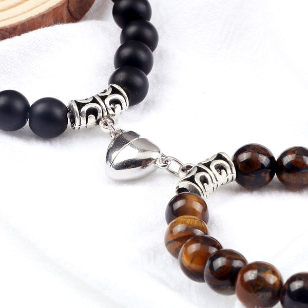 Amora Magnetic Heart Natural Stone Bracelet Set
