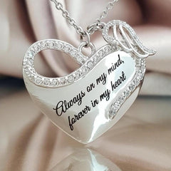 Photo Heart Pendant Memory Floating Locket Necklace Angel Wings