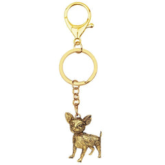 WEVENI Halloween Alloy Antique Gold Plated Chihuahua Keychains Cute Animal Keyring Jewelry For Women Kids Classic Gift Accessory