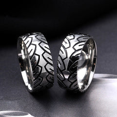 Vintage Car Tire Pattern Ring - Made of 316 Stainless Steel