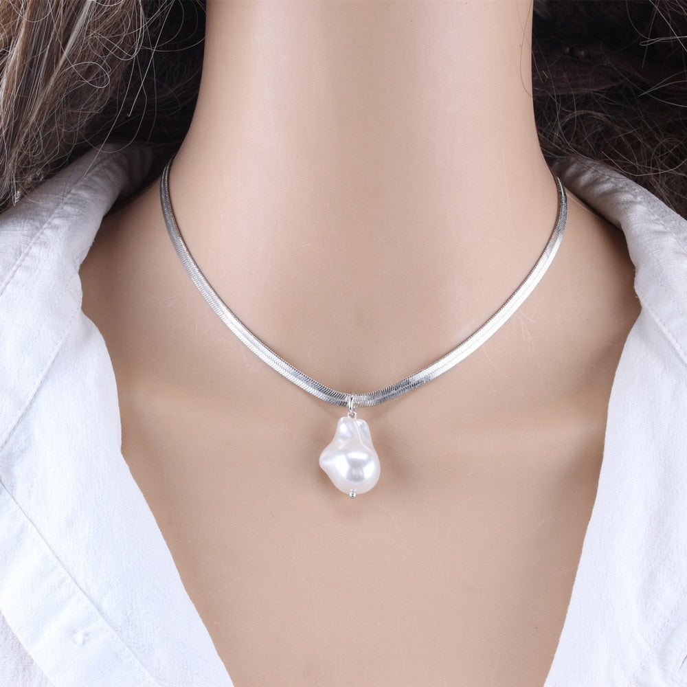 Giselle Layered Pearl Chain Necklace