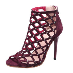 Dance Shoes High Heels Women Ballroom Latin Tango Dancing Boots Soft Soles Cut-Outs Party Dance Shoes Open ToesZipper