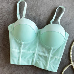 Full Beading  Female Corset Top Camis Tops Nightclub Sexy Short Chest Binder Camisole Women Mujer Push Up Tube Bra Debardeur