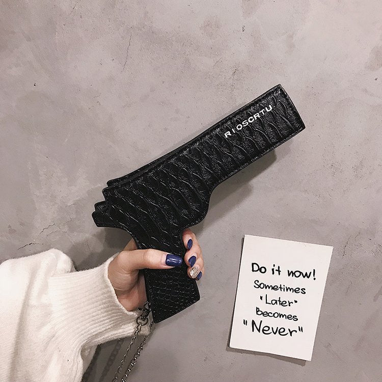 New Brand Designer Funny Pistol Messenger Bag Cool Personality Childlike Chain Shoulder Bag Small Bag Purse Female Main image