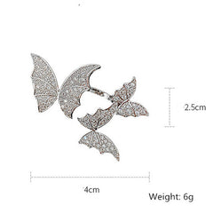 Three Butterfly Crystal Rings Adjustable Shine Rhinestone Ring