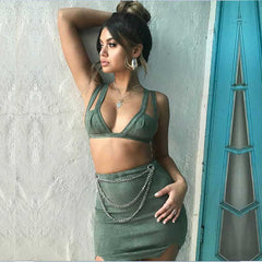 NewAsia Two Piece Set 2 Piece Set Women Crop Top And Skirt Set Suede Skirt Two Piece Outfits Matching Sets Conjunto Feminino New