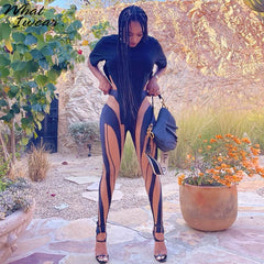 Whatiwear Y2K Women High Waist Patchwork Casual Skinny Stretch Trousers 2021 New Fashion Club Streetwear Female Leggings Pant