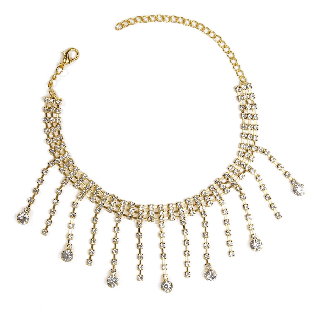Full Rhinestone Tassel Adjustable Ankles Foot Chain