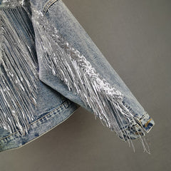 Jean Jacket Woman Fringed Sequined Denim Jacket 2020 Spring New Retro BF Loose Short Jeans Jacket Top Chaqueta Chaquetas Jackets