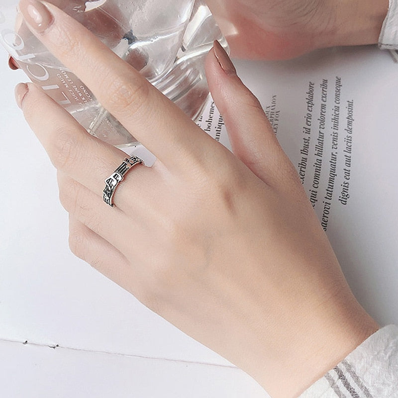 Alloy Retro Five-line Sheet Music Simple Note Opening Adjustable Ring