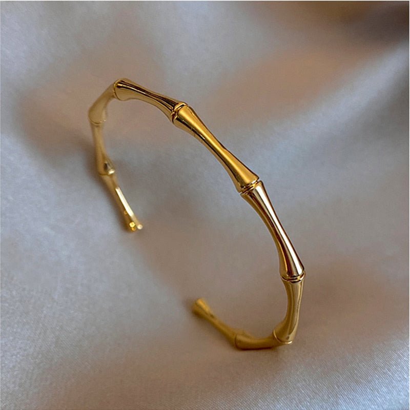 Stainless Steel Gold Color Bamboo Joint Bangles Secondary image