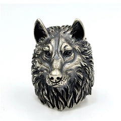 Vintage Nordic Wolf Head Ring Men Stainless Steel Punk Rock Biker Ring Male Viking Amulet Jewelry Wholesale