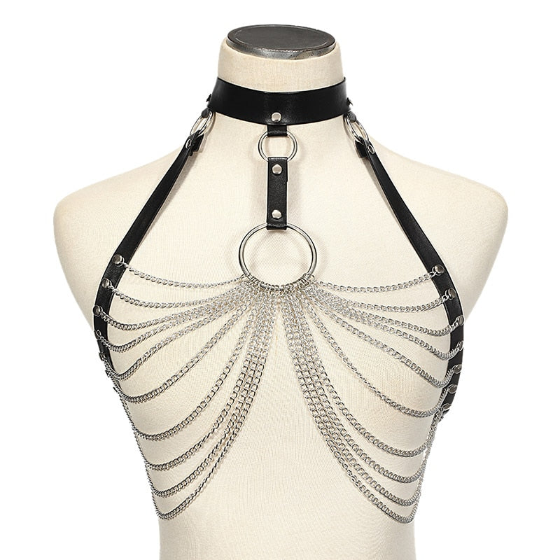 Morwenna Gothic Metal Body Harness One-piece