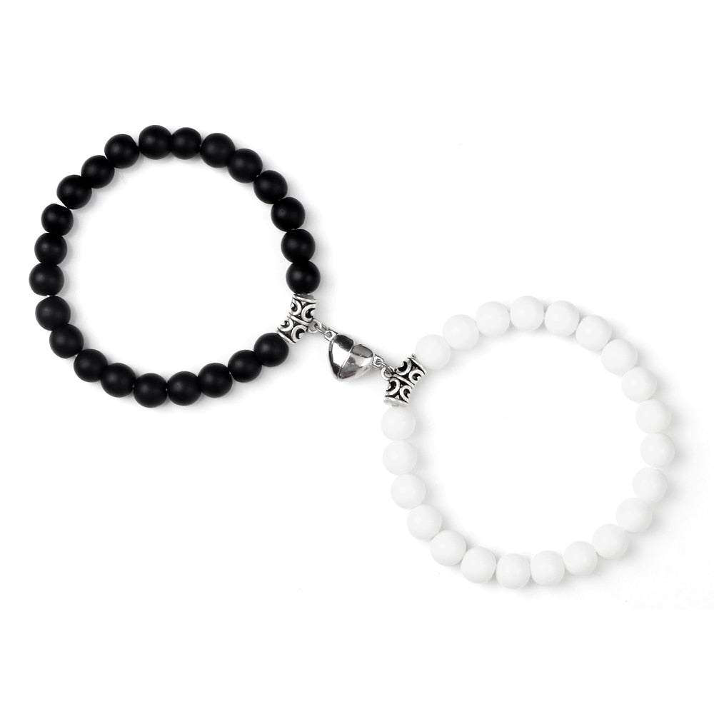 Amora Magnetic Heart Natural Stone Bracelet Set