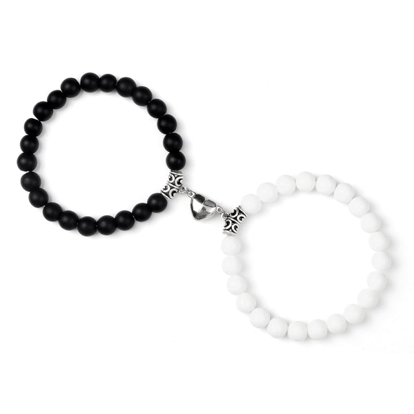 Amora Magnetic Heart Natural Stone Bracelet Set
