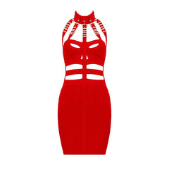Women Summer Fashion Sexy Hollow Out Eyelet Sequined Cut Out Black Red White Bandage Dress 2021 Elegant Evening Party Dress
