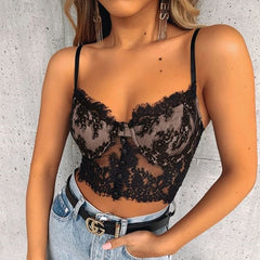 White Lace Bralette Sexy Backless Crop Top