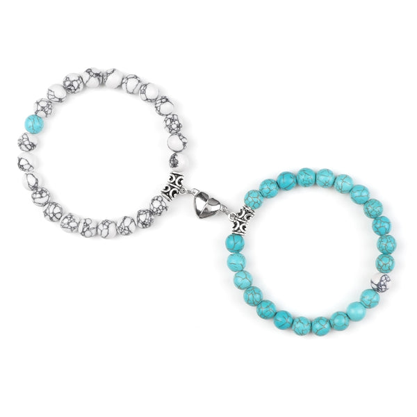 Amora Magnetic Heart Natural Stone Bracelet Set